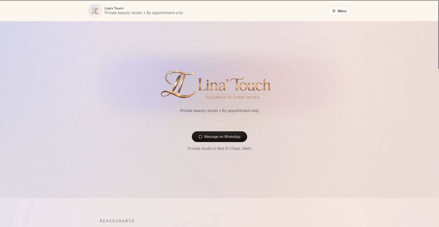 Lina’s Touch — Brand-led Website — Curvea Design work