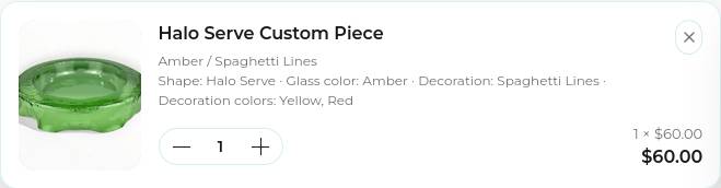 Cart item showing human-readable configuration